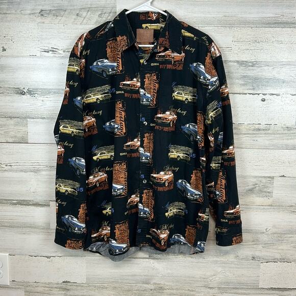 Buckhorn River Button Down Shirt SIZE L Classic Ford Mustangs Print - Picture 1 of 6